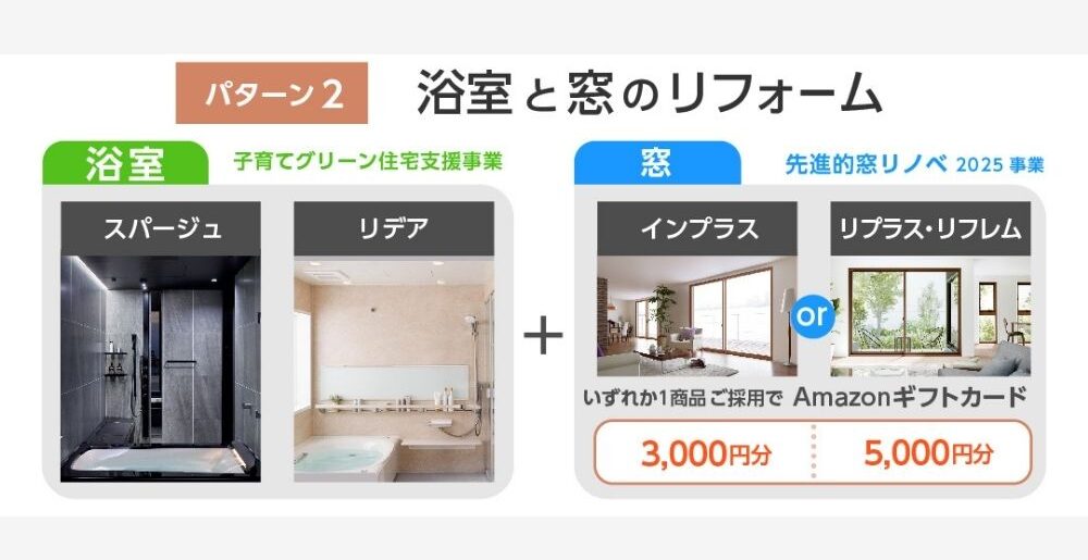 浴室と窓のリフォームでAmazonギフトカードがもらえるキャンペーン