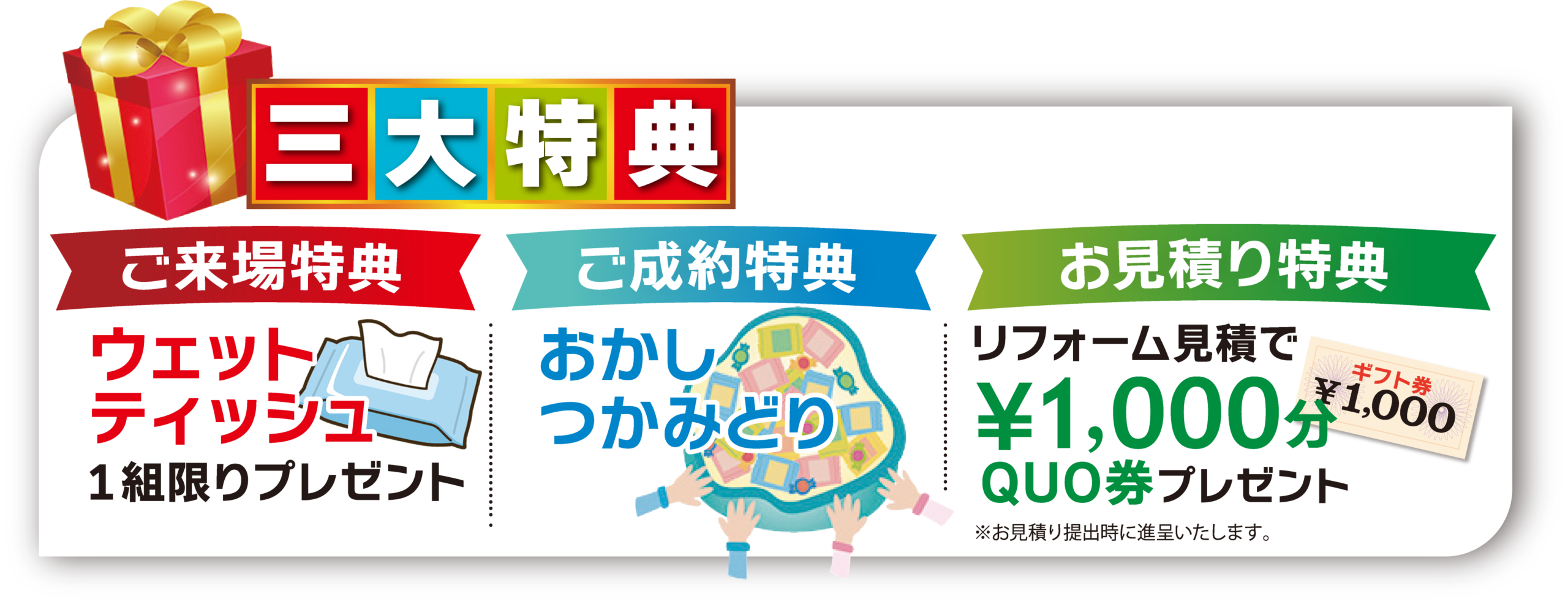 福岡リフォームイベント「くらし快適フェア」三大特典案内画像